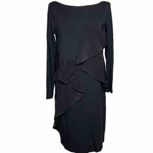 COS Black Long Sleeve Silk Layered Midi Dress